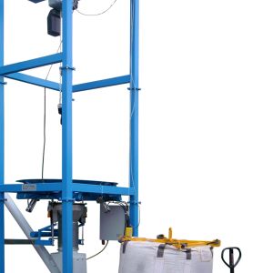 Platzsparende Big Bag Entleerstation mit Kettenzug für sicheren Transport und flexibles Einhängen