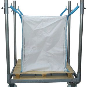 BOP-Rack S2-R mit 2 Bock- und 2 Lenkrollen, feststellbar, passend für Big Bags in verschiedenen Größen.