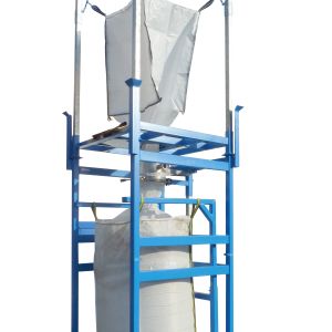 Big Bag Befüllung mit Füllgewichtsangabe über Bodenwaage.