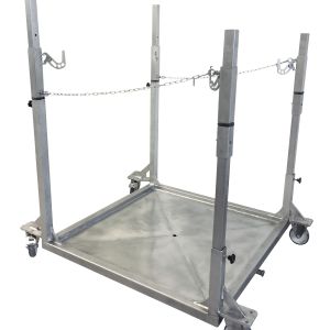 Fahrbares Rack S5 mit Auffangwanne und Rollen, ideal für sichere Big Bag Befüllung und Lagerung.