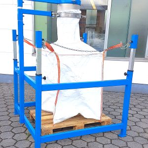 Big Bag Befüllgestell mit Mast zur sicheren Fixierung des Einlaufschlauchs – staubarme und mühelose Befüllung garantiert.